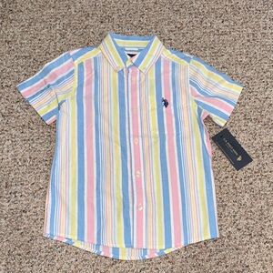 U.S. Polo Assn. Kid’s Short-Sleeve Button-Down Shirt - Pastel Stripe